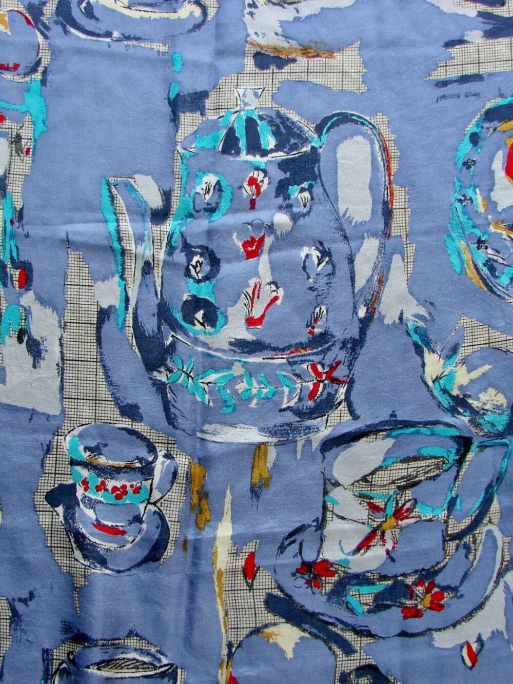 Vintage Perry Ellis 100% Silk Scarf Hand Rolled Japan Teapots Teacups Floral - Picture 14 of 15